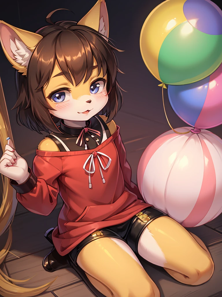 childish girl , Holding a balloon , coquettish , Cunning , Fascinating , Seducer , Naughty , moist eyes , glossy lips , childish clothes , Wonderful days