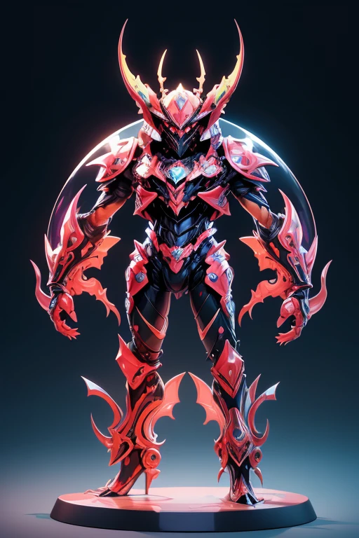 Create a picture of a monster, a beetle.. The body is transparent and can be seen through. The image is sharp and detailed., with beautiful colors.. With arms, leg, eyes, mouth, พื้นหลังสีlegว