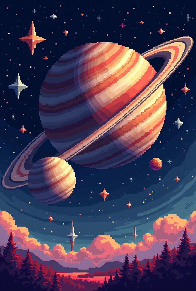 jupiter and saturn in the pixel sky
