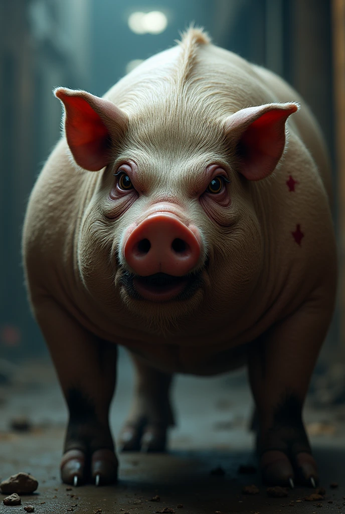 a pig ,thug Chinese , angry