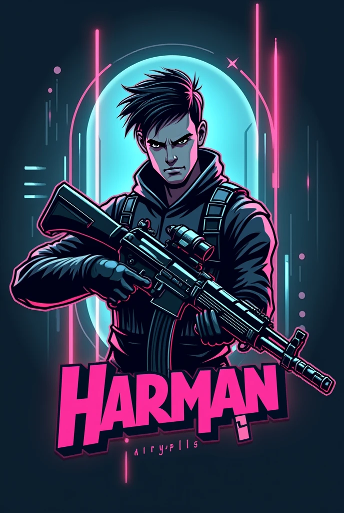 Xr_harman_1 instagram id hd font with future style with ak 47 gun boy logo