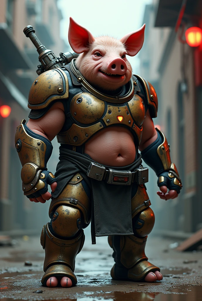 a pig ,thug, angry , iron man