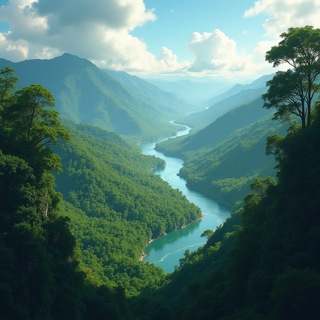 Views of Borneo Island's lush greenery, dense forests, and vast rivers.