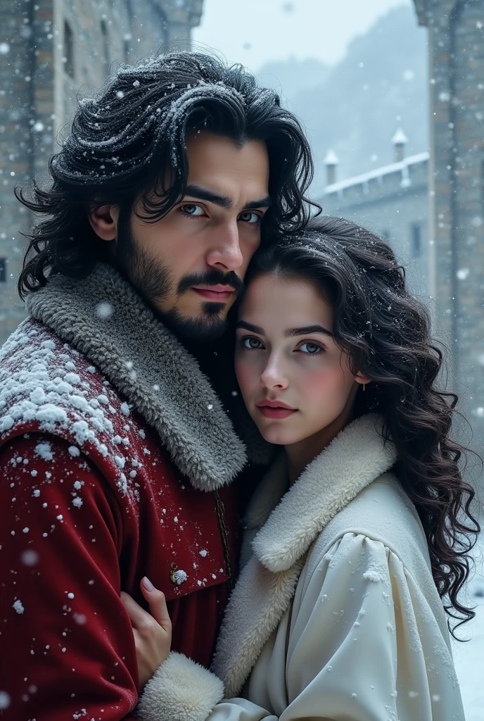Book cover destiny traced actor Can Yaman big hair black actress curly hair young there is a daughter eleven year old couple straight black hair castle snow Christmas