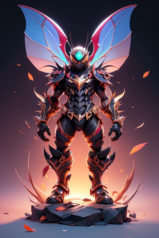 Create a monster fly image. The body is transparent and can be seen through. The image is sharp and detailed., with beautiful colors.. With arms, leg, eyes, mouth, พื้นหลังสีlegว