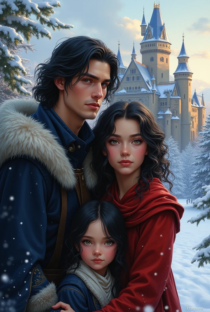 Book cover destiny traced actor Can Yaman big hair black actress curly hair young one daughter eleven year old couple straight black hair castle snow Christmas
