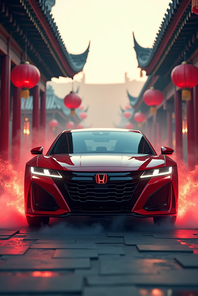 Combination《Black myth Goku》Game scene，Generate a promotional video of Guangqi Honda Haoying model，The background should reflect Chinese style elements