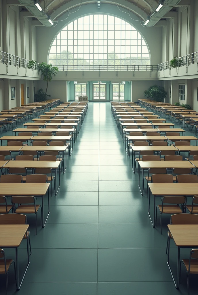 Large empty cafeteria with 500 tables
