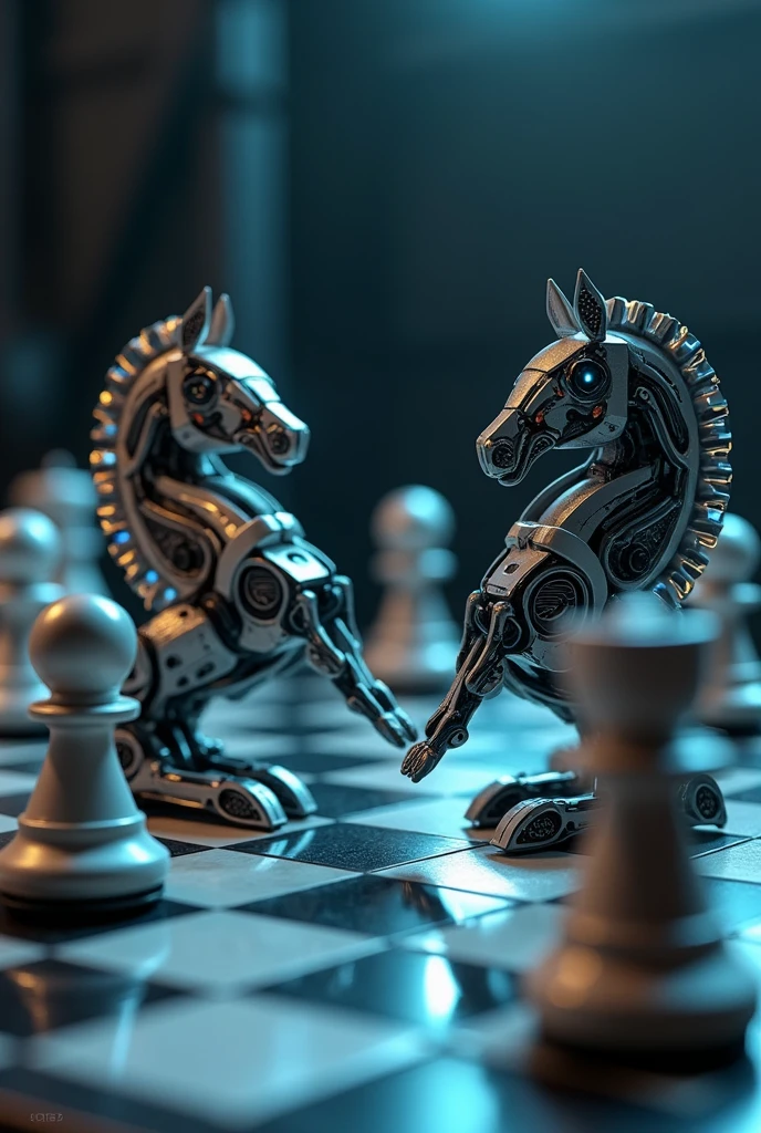 Chess board with robotic chess pieces