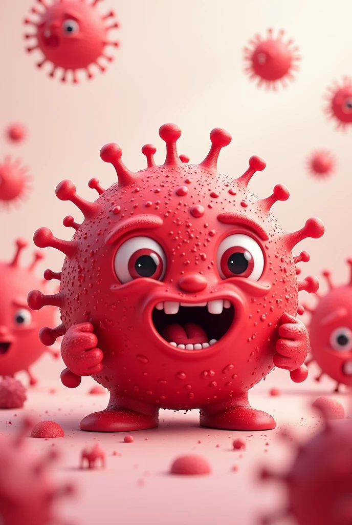 A png pic of a red cartoon pathogen