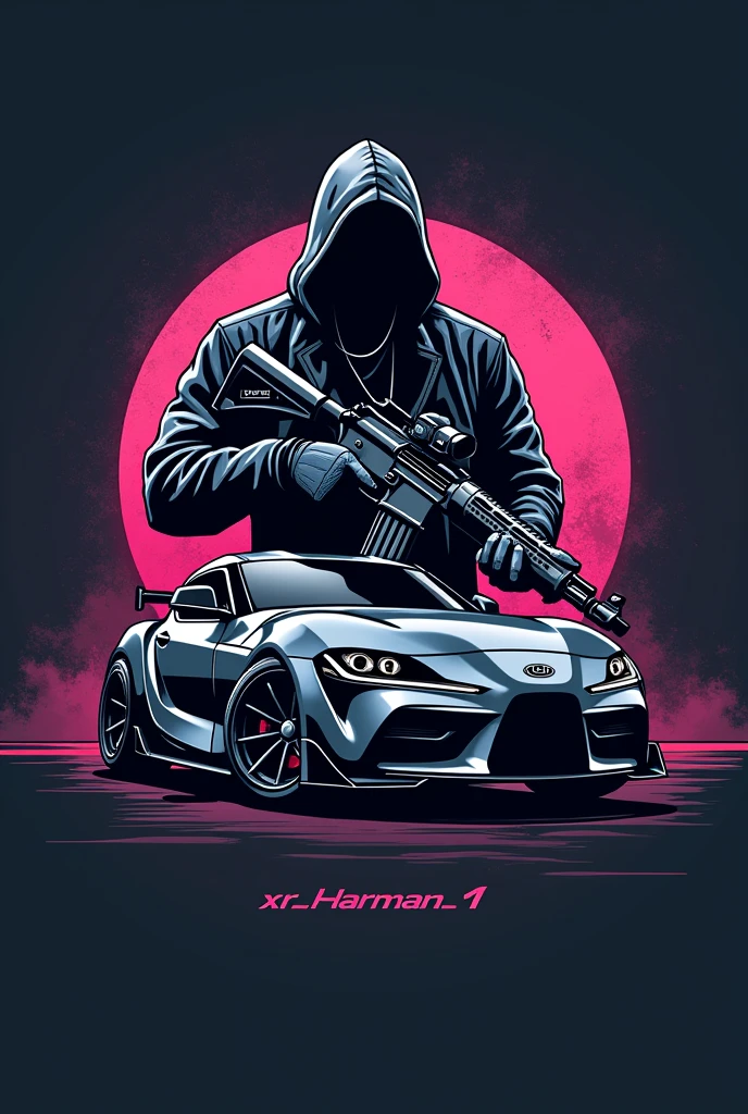 Xr_harman_1 instagram id hd font with future style with ak 47 gun boy logo with supra mk 4 car