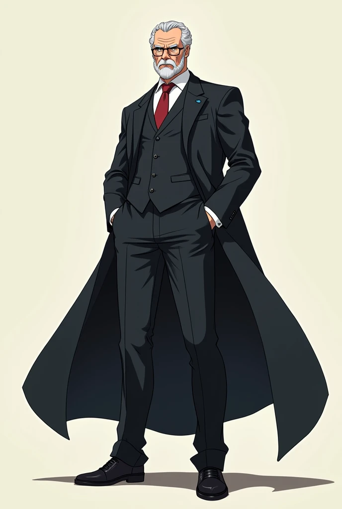 A proffesor who is tall man and stern instructor and a commanding figure. (Anime), (standing in ground).
