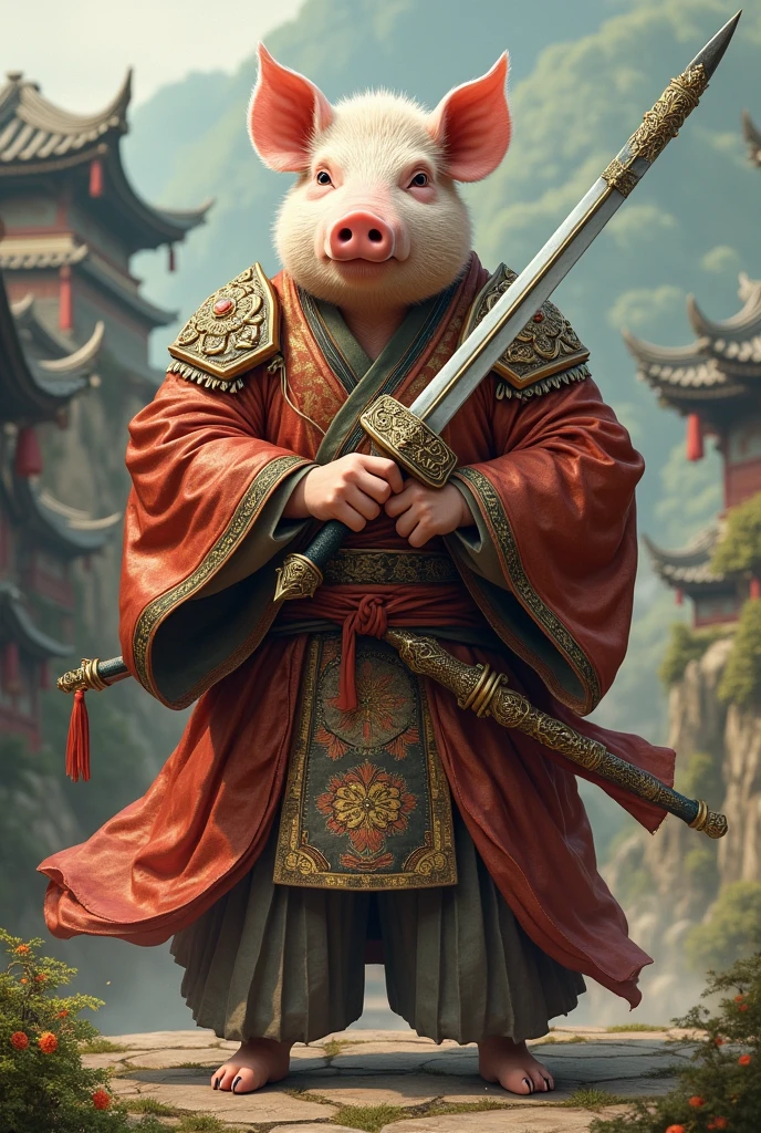 a pig , hanfu , sword style