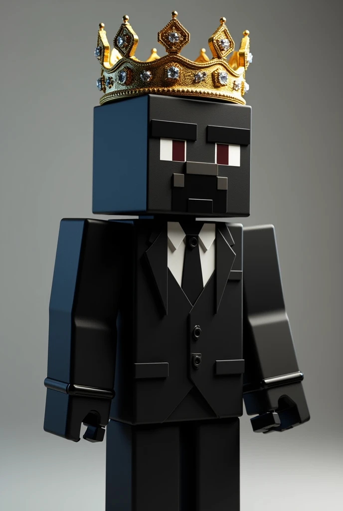 Minecraft logo with black suit and crown

