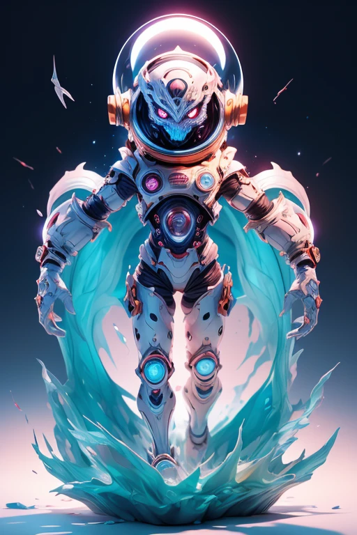 Create images of monsters from outer space.. The body is transparent and can be seen through. The image is sharp and detailed., with beautiful colors.. With arms, leg, eyes, mouth, พื้นหลังสีlegว