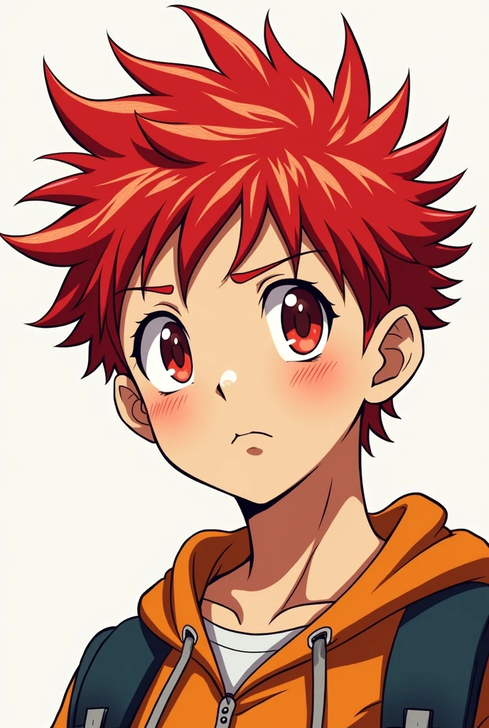 Make an anime boy with red hair manga style