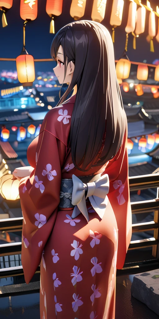 (((((tifa lockhart:1.5))))),((Highest quality、masterpiece、anime style、best quality、high resolution、8k、detailed、ultra-detailed:1.3))、Long legs:1.2, Beautiful woman with perfect figure:1.4、(Smiling:1.2), double eyelid、30-year-old female、((((One Woman,beautiful face,Beautiful face:1.5)))),Big Breasts、High resolution, accurate, Anatomically correct, High-resolution model, high quality, Very detailed, Ultra high definition、Black Hair、Straight Hair、Long Hair、(((Summer festival、night、lantern、long yukata,Overlooking:1.1))),{{dance}}Numerous lanterns hung from ropes strung in the sky above