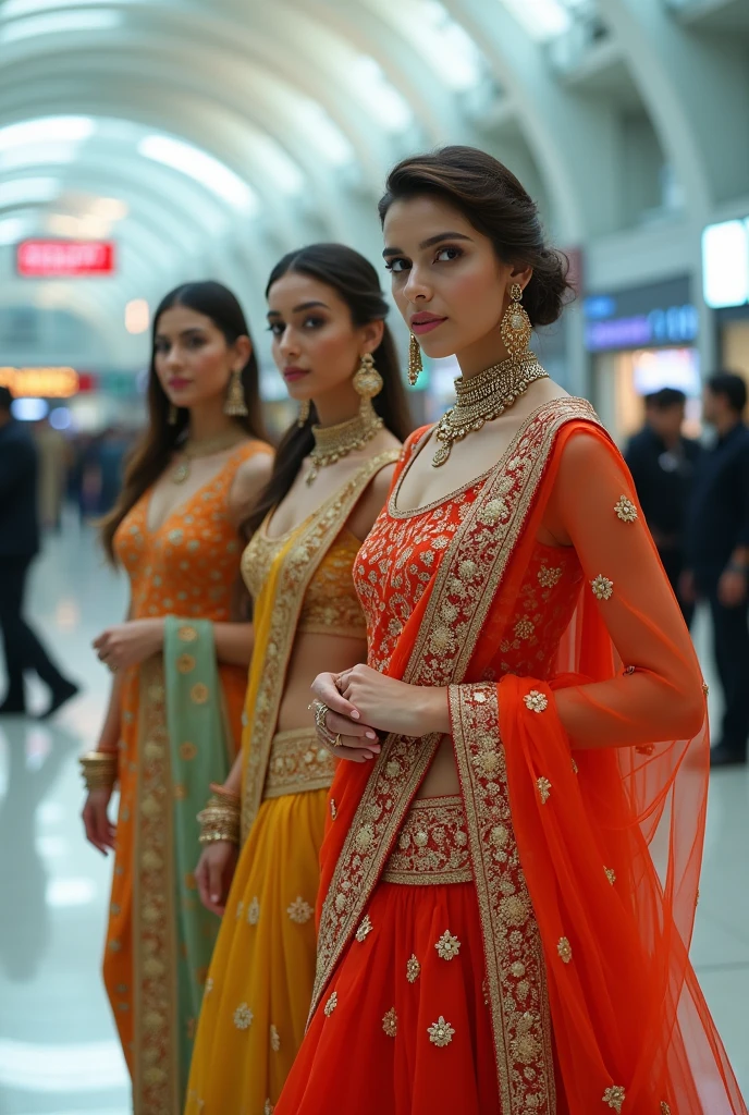 beautiful Indian models posing in the
in the air port