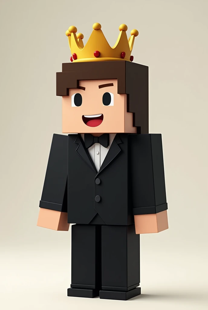 Minecraft logo cute  with black suit and crown
