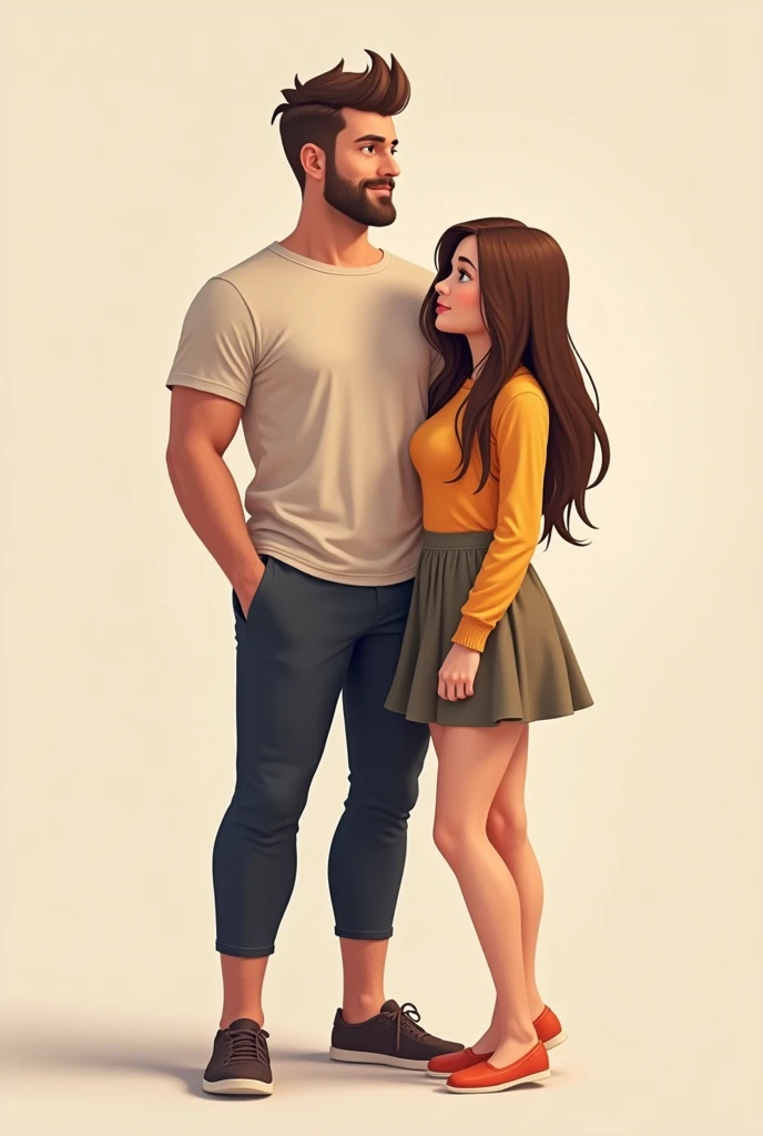 A couple; a man with a height of 1.73 cm next to a woman who is 1.63 cm