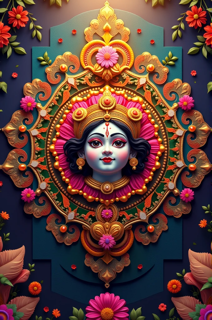 Generate a image wishing happy Krishna jayanthi to letters S T A K , Middle part should contain the wish happy Krishna jayanthi and around it 4 the letters "S", "T","A","K". Make it beautiful. Use Only 4 LETTERS and use each letter only once. Don't add any human figures 