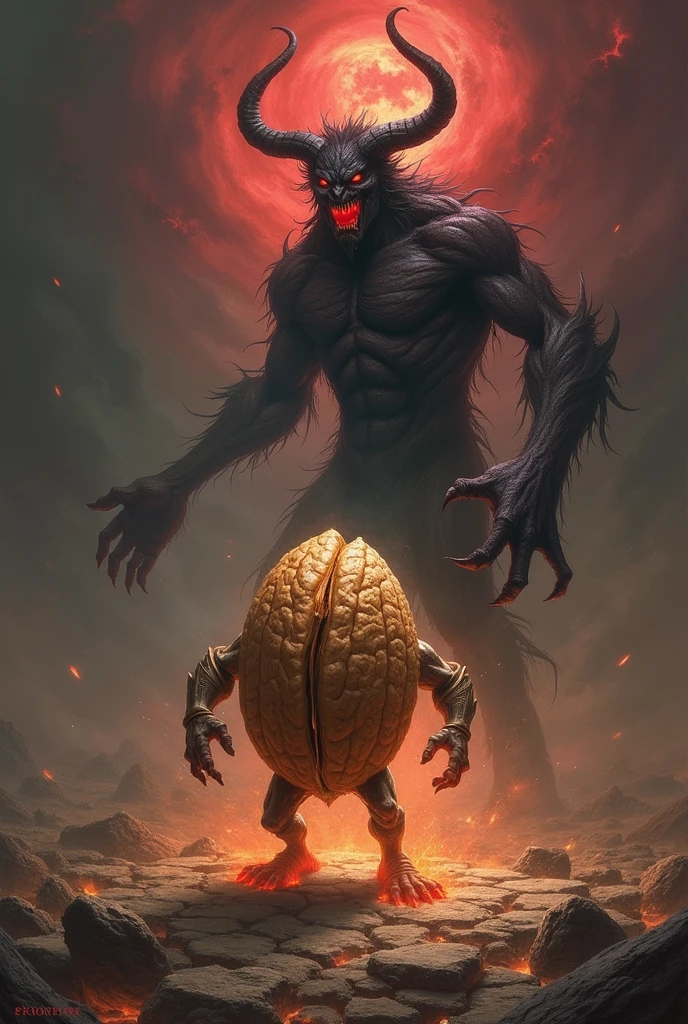 Walnut fighting a demon