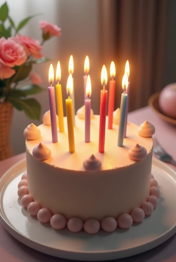 Candles with no fire on cake
