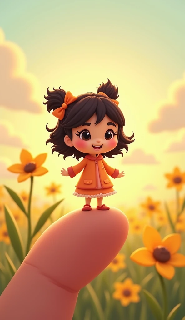Viral cartoon in 4K quality is Once Upon a time in the genre of digital illustration, a very cute girl born in a flower. Her name was thamblina. She was so small that she was on a thumb.