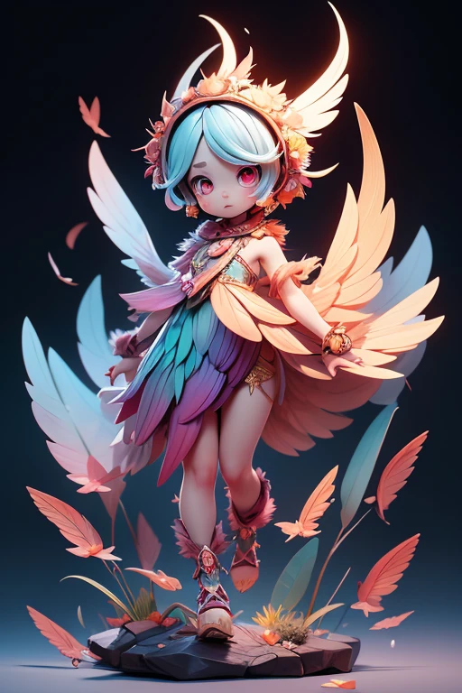 Create a monster image, a child of a different species of animal mixed with a bird. The body is transparent and can be seen through. The image is sharp and detailed., with beautiful colors.. With arms, leg, eyes, mouth, พื้นหลังสีlegว