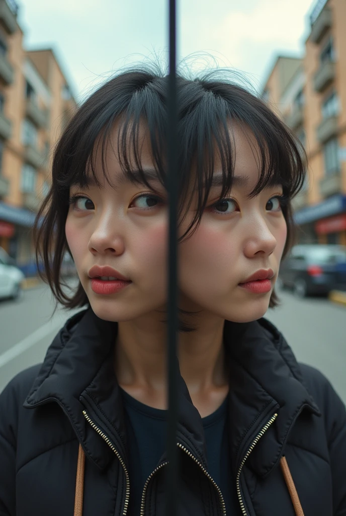 Make two split photo but there should be small one deferences