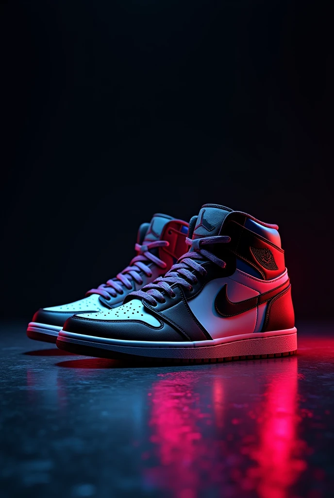 black background and the Air Jordan 1 shoes short neon