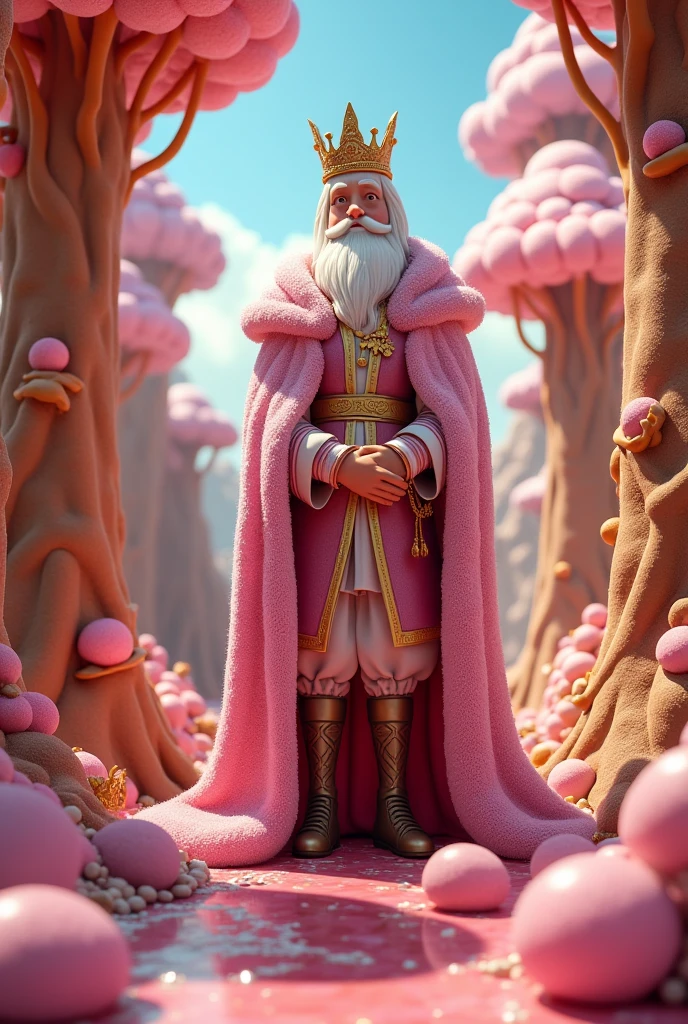 Kingdom of Sweets is a magical land, where chocolate rivers flow and caramel trees grow in profusion. The Sweet King, although gifted with great creativity and a charming ability to create sugary wonders, faces the challenge of balancing his artistic vision with the need to maintain order and stability. His kingdom is a land of sweetness and pleasure, but his own insecurities and tendency to isolate himself sometimes create emotional distance between him and his subjects.
