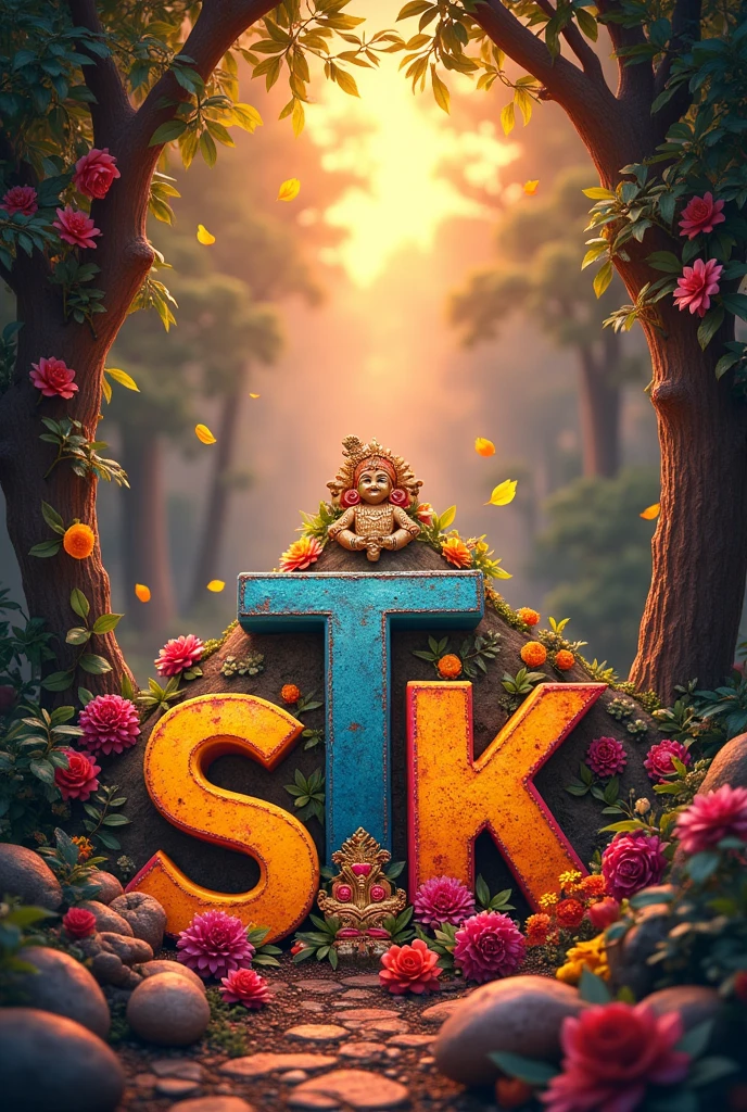 Generate a image wishing happy Krishna jayanthi to letters S T A K , Middle part should contain the wish happy Krishna jayanthi and around it 4 the letters "S", "T","A","K". Make it beautiful. Use Only 4 LETTERS S,T,A,K and use each letter only once. Wish is important in middle as HAPPY KRISHNA JAYANTHI