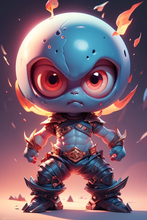 Create a monster image, a small, big-headed, baby monster.. The body is transparent and can be seen through. The image is sharp and detailed., with beautiful colors.. With arms, leg, eyes, mouth, พื้นหลังสีlegว