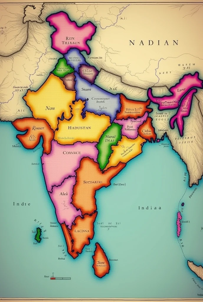 Show me the Indian states map before 1947