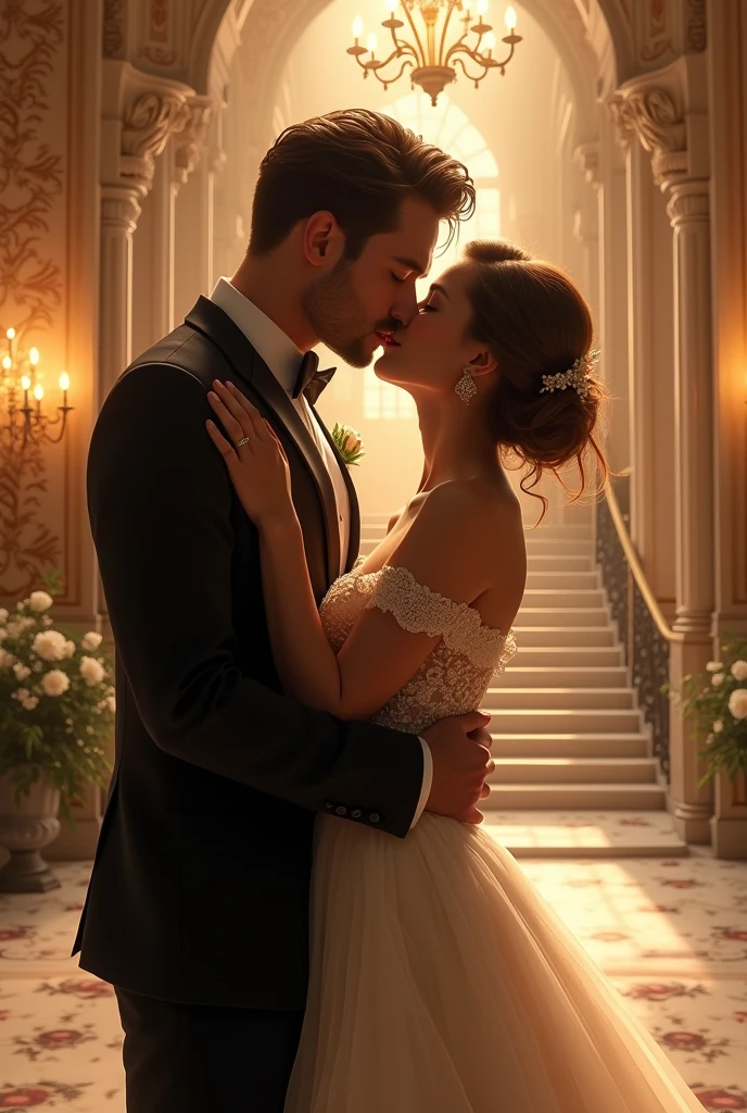 Couple romantic kissing