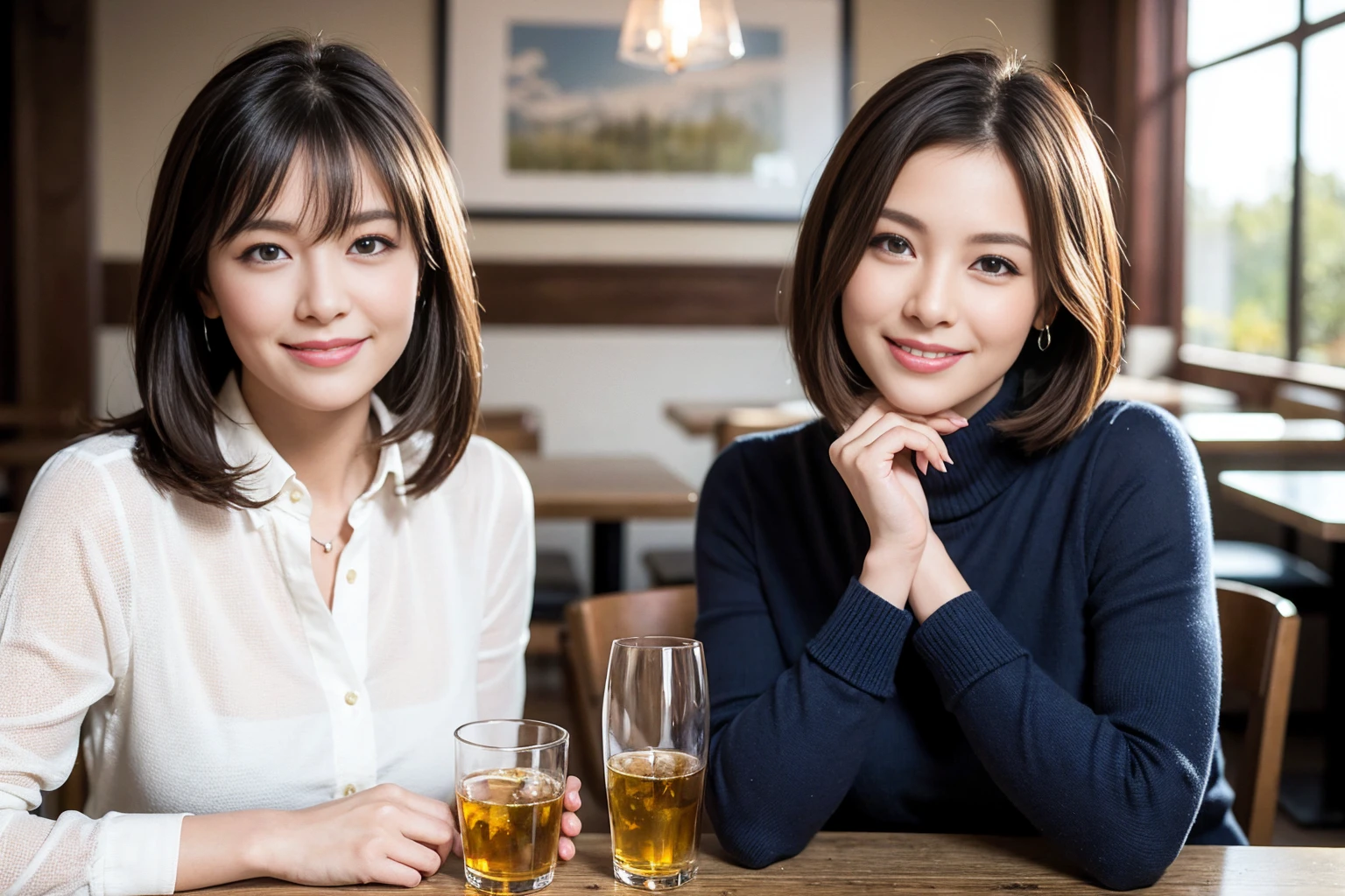 （Realistic:1.1）,(masterpiece,Highest quality)，8k,(49 years old), 53 years old, ベリーslimボディ、slimカップル、Tight waist,Upper Body,full-course dinner、wine 、Amazing view of the sunset sky and clouds、Perfect Anatomy, Brown Hair, short hair,Random Hairstyles,((Highly detailed face and eyes:1.2))，Perfect golden ratio face，Long sleeve shirt、dress,(smile:1.2)、Shortcuts、cute、(Realistic, Intricate details:1.2), A bright smile、short hair,Bright Face、赤wine 、Appetizers、Italian food、wine bottle、Champagne、スパークリングwine、(slimな顔), (The body is slim), (Brown Hair), (Shortcuts),  Upper Body, 白wine, slim, wineグラス, 