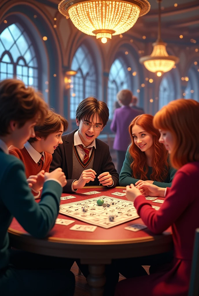 Image of Harry Potter and his friends playing Bingo at a casino called Tringo