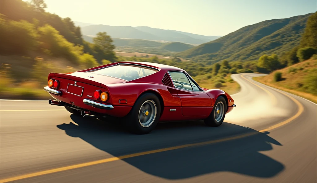 Ferrari Dino 246 GT running at a high speed