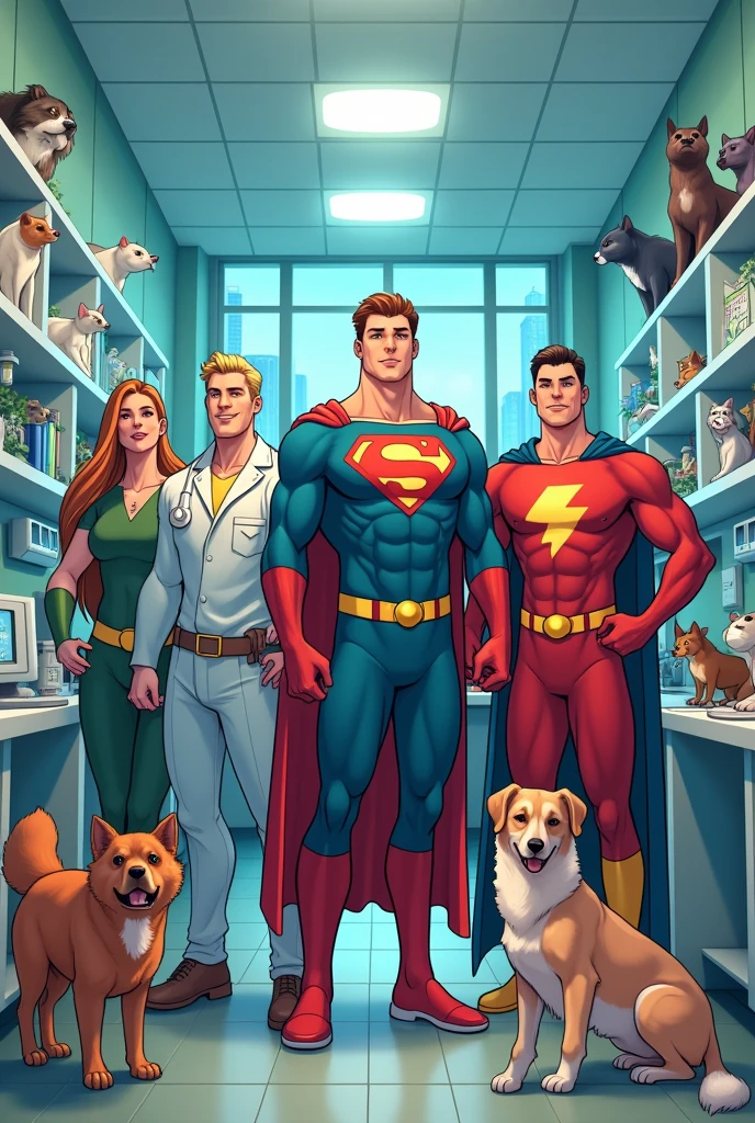 5 superhero brothers working as veterinarians