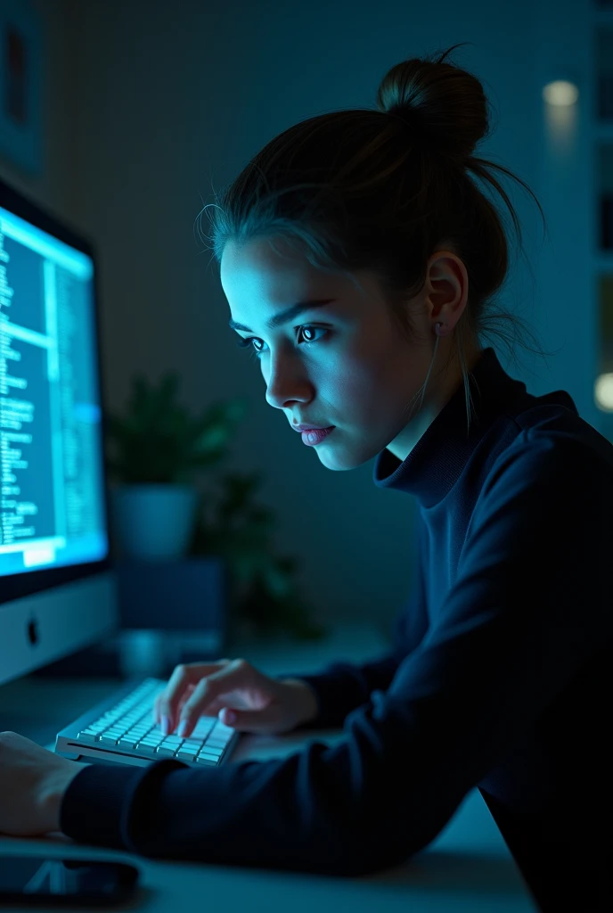 spy girl, in front of computer, disabling cheats, , cover for music.