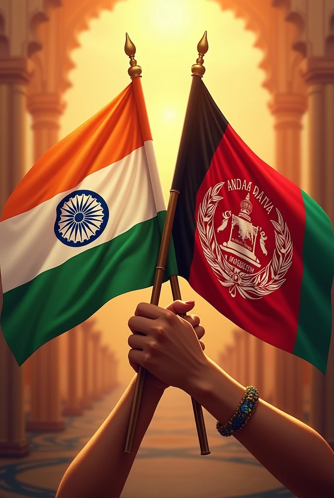 India and Afghanistan friendship depicted by flags
