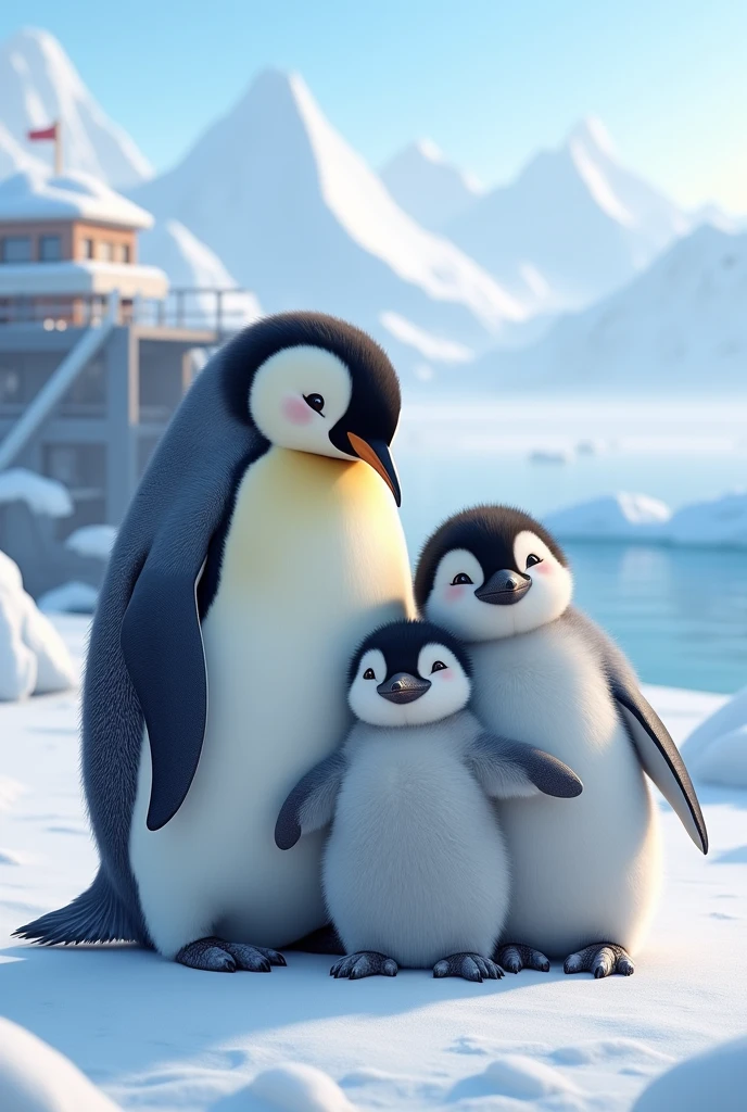 Antarctica nice penguine family
thumbnail with resarch station
