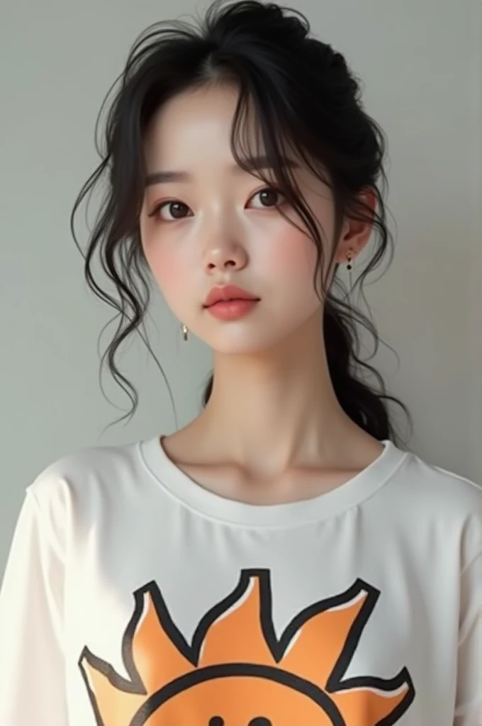 Realistic Korean Girl wearing tshirts printed 977