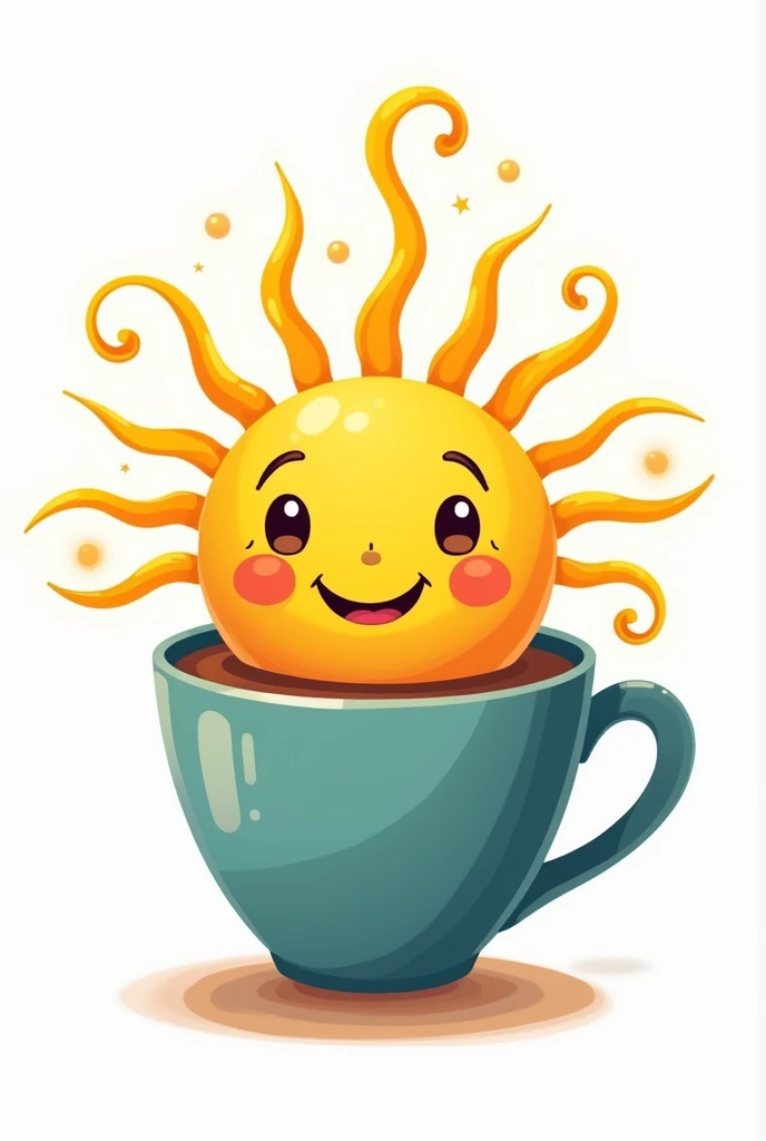 Logo of a sun coming out of a cup of coffee 