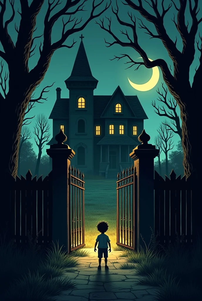 Haunted House boy going from gate night