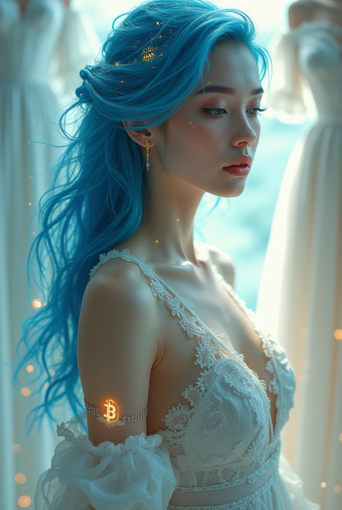 def create_sensual_malvina_scene_with_bitcoin(woman, malvina_elements, bitcoin_elements):
return (f"Imagine a scene where {woman} is reimagined as a modern-day Malvina, embodying both sensitivity and strength, surrounded by {malvina_elements} and {bitcoin_elements}. Her blue hair flows like digital waves, intertwining with golden bitcoin symbols, while her porcelain skin reflects the cool glow of blockchain technology. The scene exudes a gentle, yet powerful allure, capturing the essence of a fairy tale intertwined with the digital age.")
# Пример использования
sensual_malvina_scene_with_bitcoin = create_sensual_malvina_scene_with_bitcoin(
"a graceful and enigmatic woman",
"delicate lace dresses, soft pastel colors, and a mystical aura of timeless beauty",
"glowing bitcoin tattoos on her wrists and digital textures subtly incorporated into her attire"
)
print(sensual_malvina_scene_with_bitcoin)