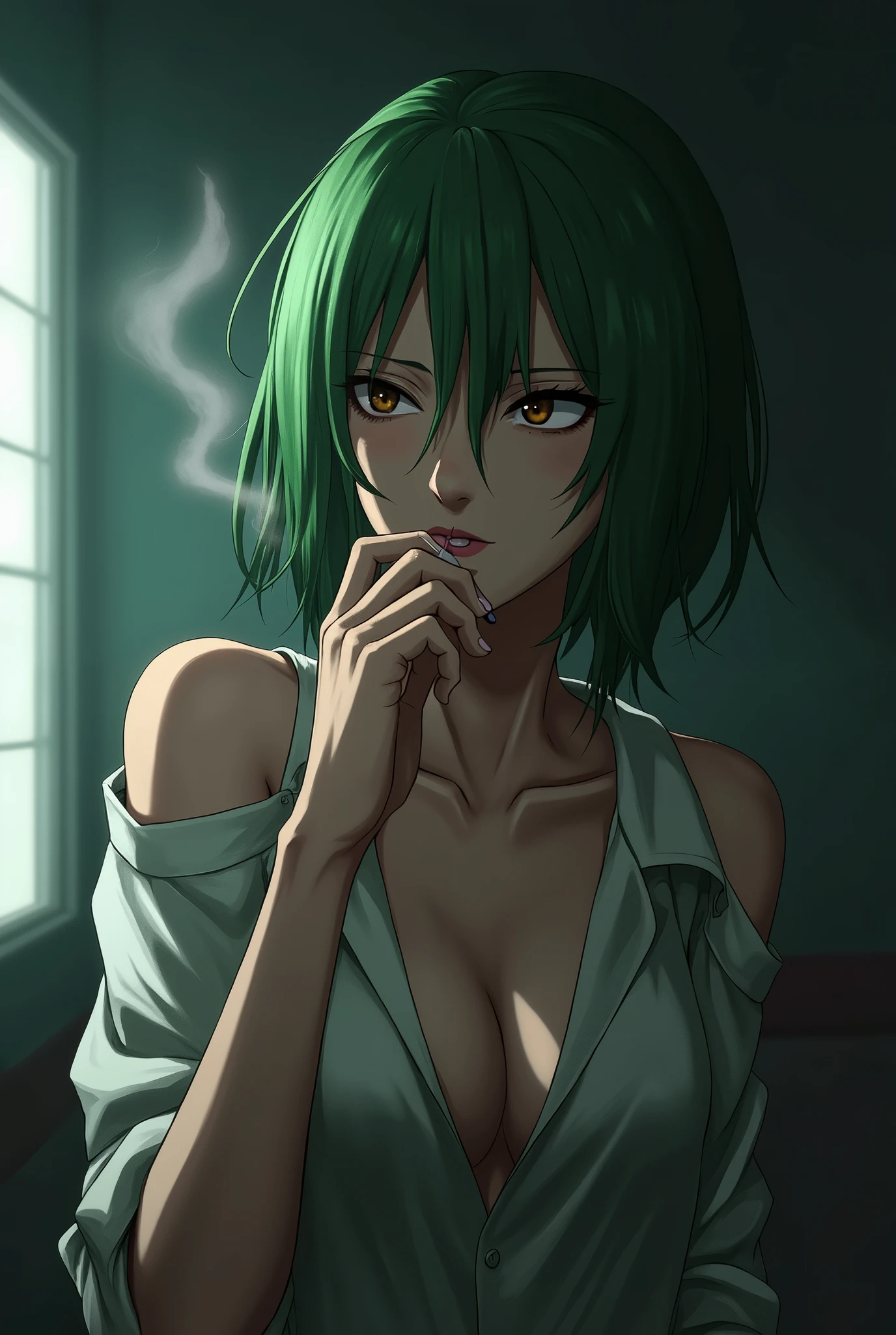 Midorikawa Hana from Prison School is smoking