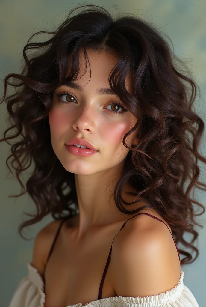 Brunette girl with curly hair