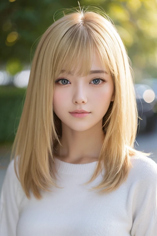 24-years-old　female　Medium Hair　Blonde　Cat face